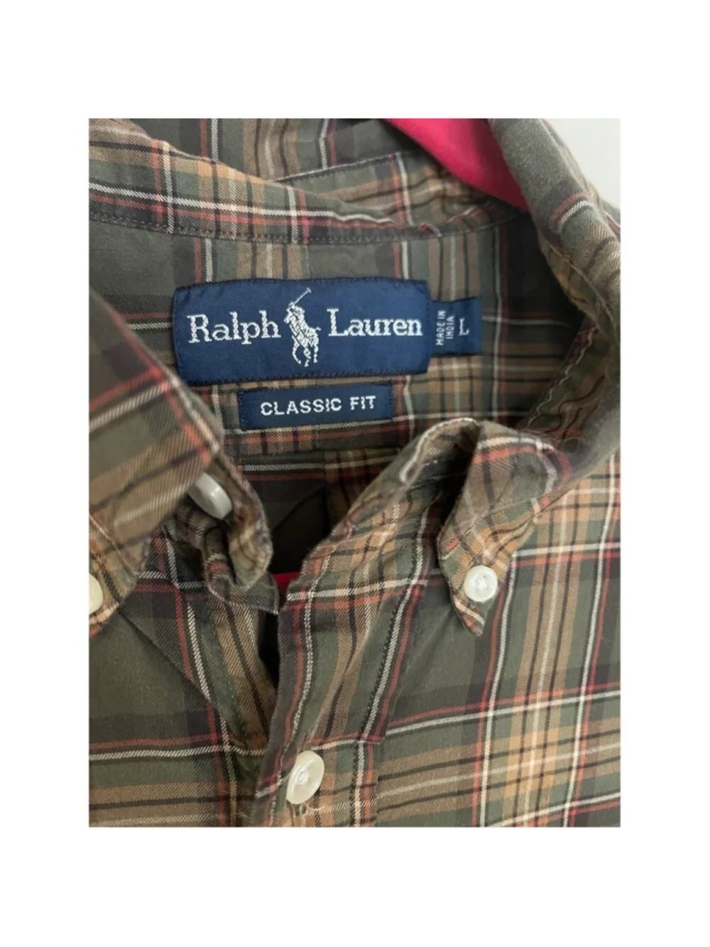Polo Ralph Lauren Preppy Autumn Earthy Plaid Pony Button Up Long Sleeve L
